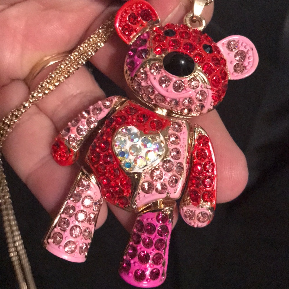 Valentines Day!!  Colorful teddy bear necklace 3 AVAILABLE